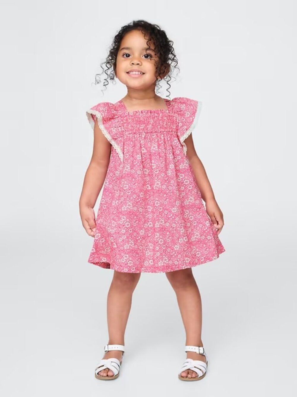 GAP Baby: Baby & Toddler Poplin Flutter-Sleeve Dress in Love Letter Pink